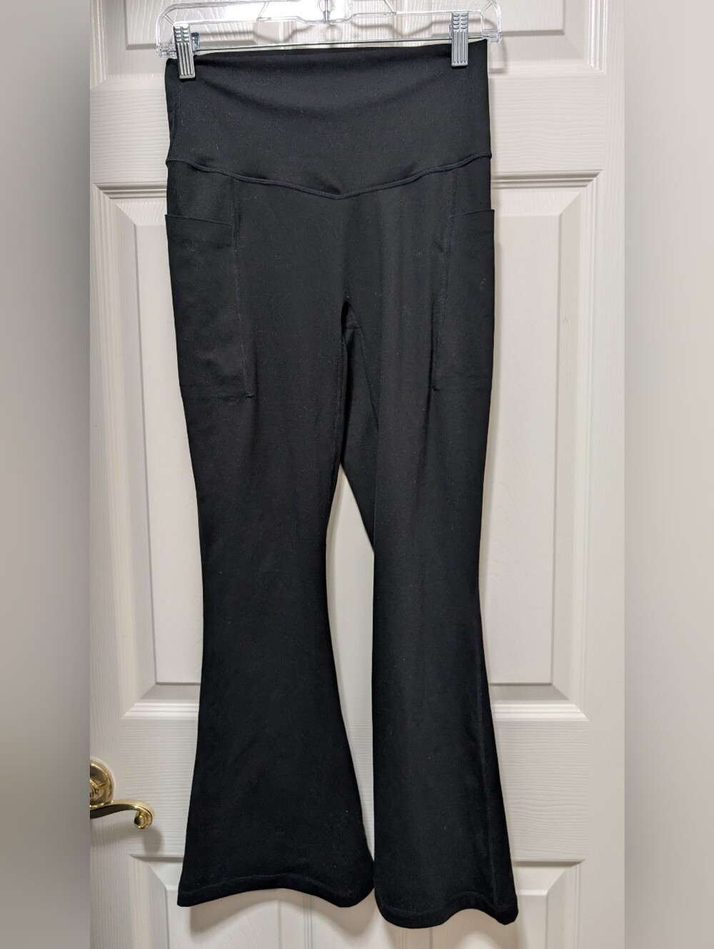 POPFLEX Pop Flex Supersculpt Flare Leggings Pockets Size M 27" Petite Black